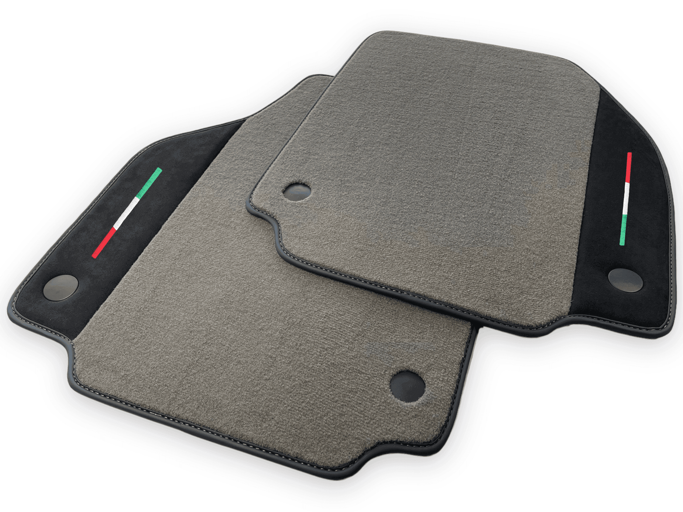 Gray Floor Mats For Ferrari 488 Spider (2016-2022) Carpets With Alcantara Leather | Italian Flag - AutoWin