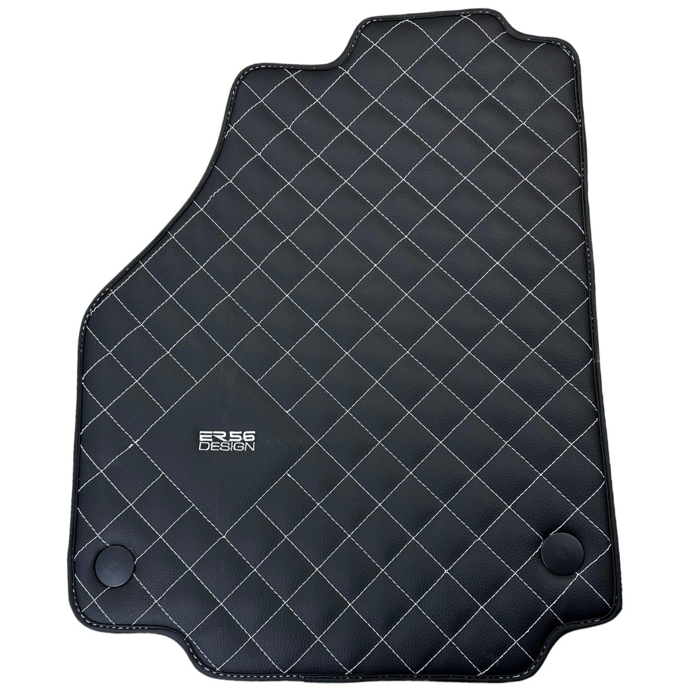 Leather Floor Mats for Ferrari 458 Italia (2009-2015) with White Sewing ER56 Design - AutoWin