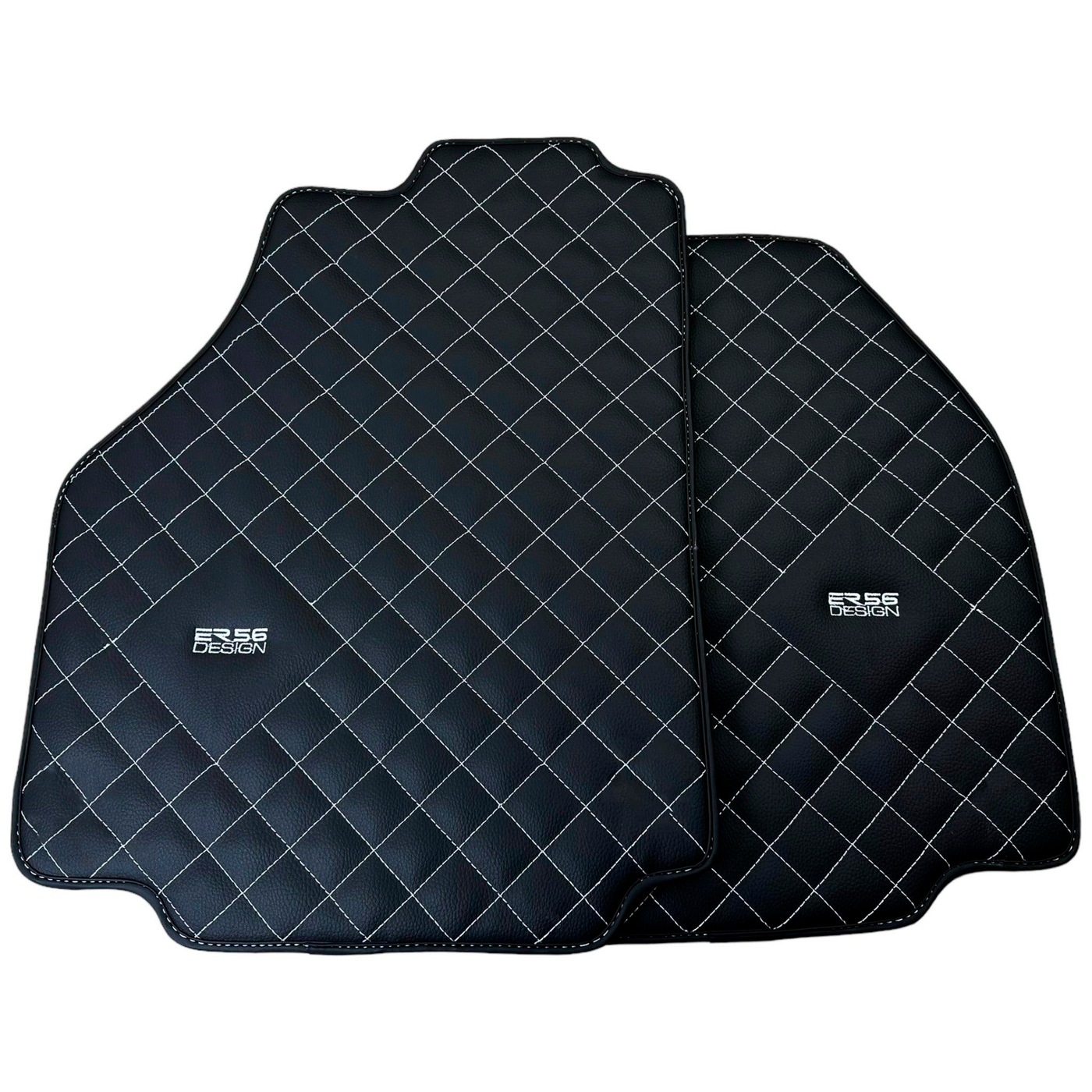 Leather Floor Mats for Ferrari 458 Speciale (2012-2015) with White Sewing ER56 Design