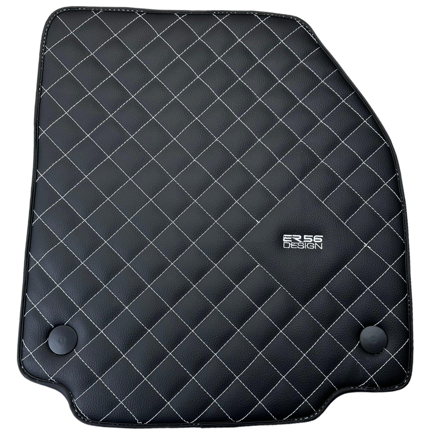 Leather Floor Mats for Ferrari 458 Spider (2012-2015) with White Sewing ER56 Design - AutoWin