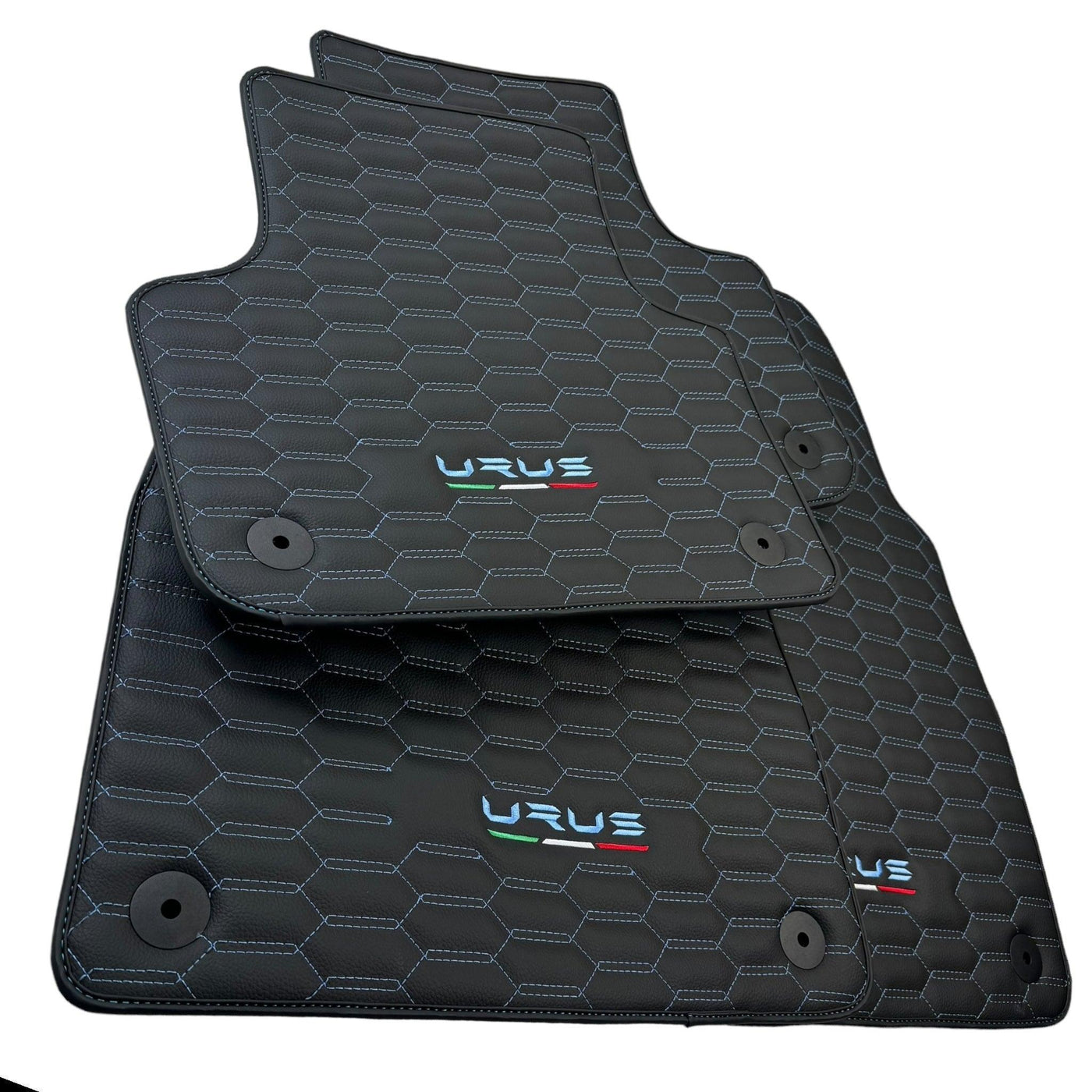Leather Floor Mats for Lamborghini Urus with Blue Stitching - AutoWin
