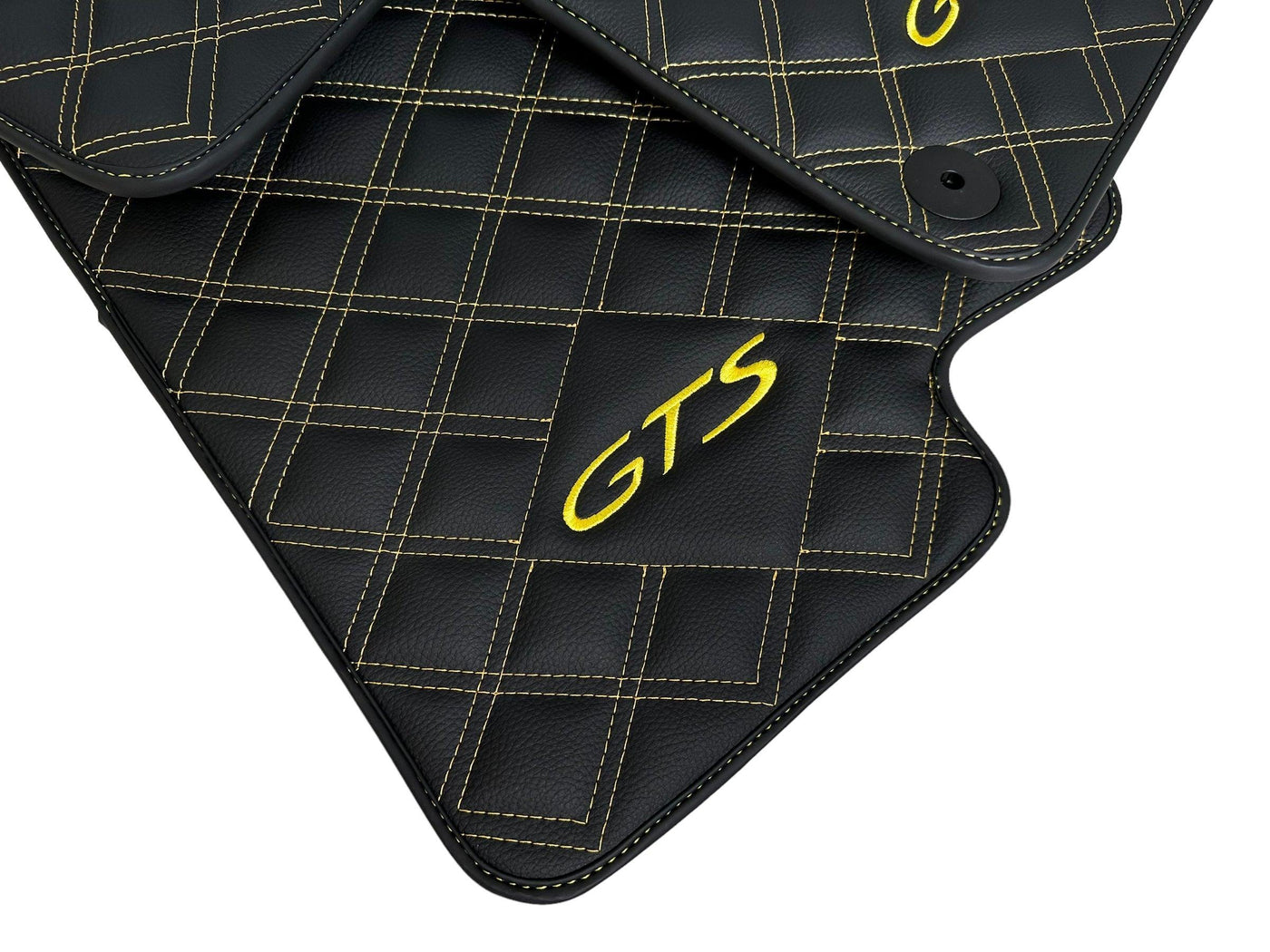 Leather Floor Mats for Porsche Cayenne GTS (2010-2018) Yellow Sewing - AutoWin
