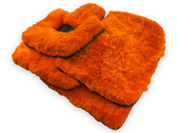Orange Sheepskin Floor Mats For Bentley Flying Spur (2005-2013) Er56 Design Brand - AutoWin
