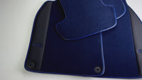 Dark Blue Floor Mats for Porsche Taycan (2020-2023) with Leather