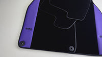 Black Floor Mats for Porsche Taycan (2020-2023) with Purple Leather | ER56 Design