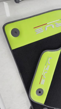 Black Floor Mats for Lamborghini Urus With Green Leather