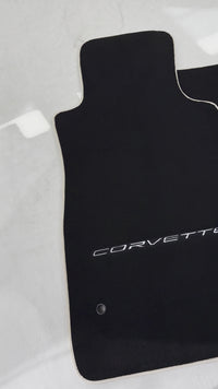 Black Floor Mats For Chevrolet Corvette C6 (2005-2013) with Beige Trim