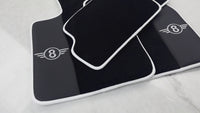 Black Floor Mats for Mini Clubman R55 (2007-2015) with Leather | White Trim