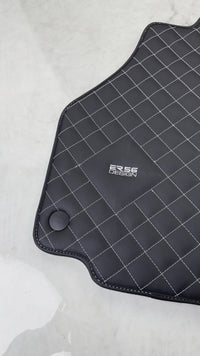 Leather Floor Mats for Ferrari 458 Spider (2012-2015) with White Sewing ER56 Design