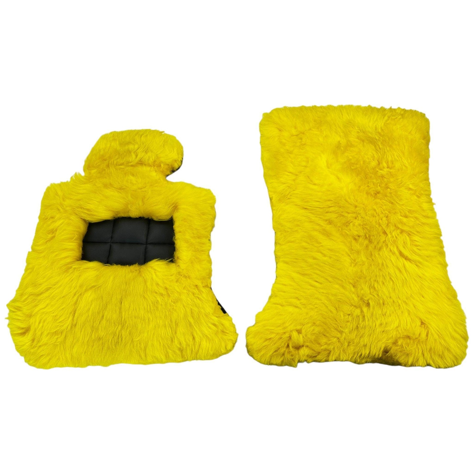 Yellow Sheepskin Floor Mats for Rolls Royce Wraith (2013–2023) ER56 Design Brand - AutoWin