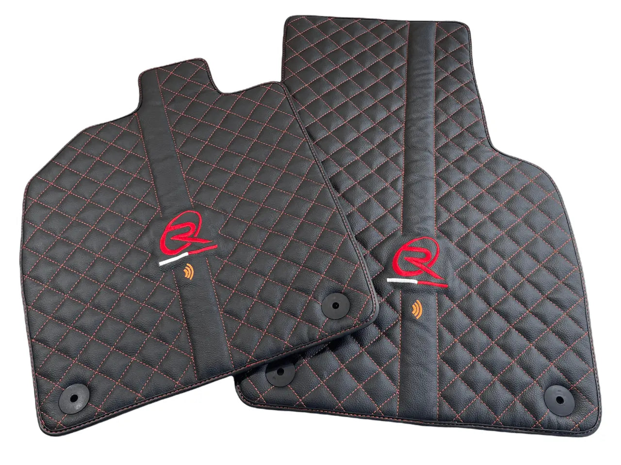 Black Leather Floor Mats for Audi R8 2015-2023 - AutoWin