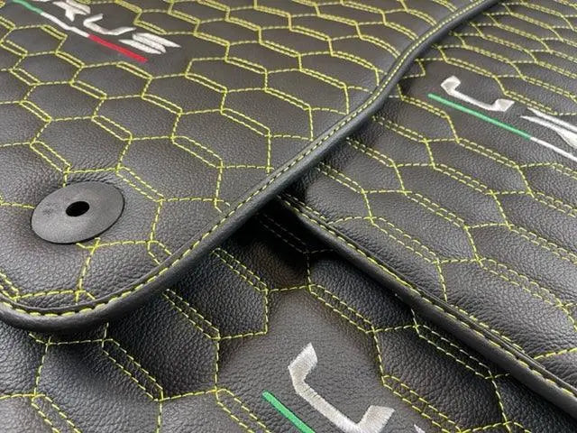 Floor Mats For Lamborghini Urus Leather Yellow Stitching - AutoWin