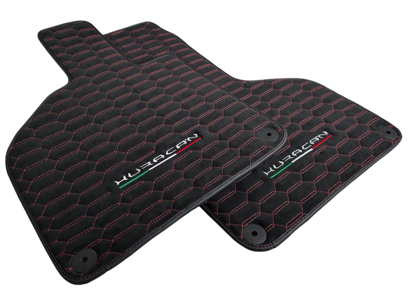 Alcantara Floor Mats for Lamborghini Huracan Red Sewing - AutoWin