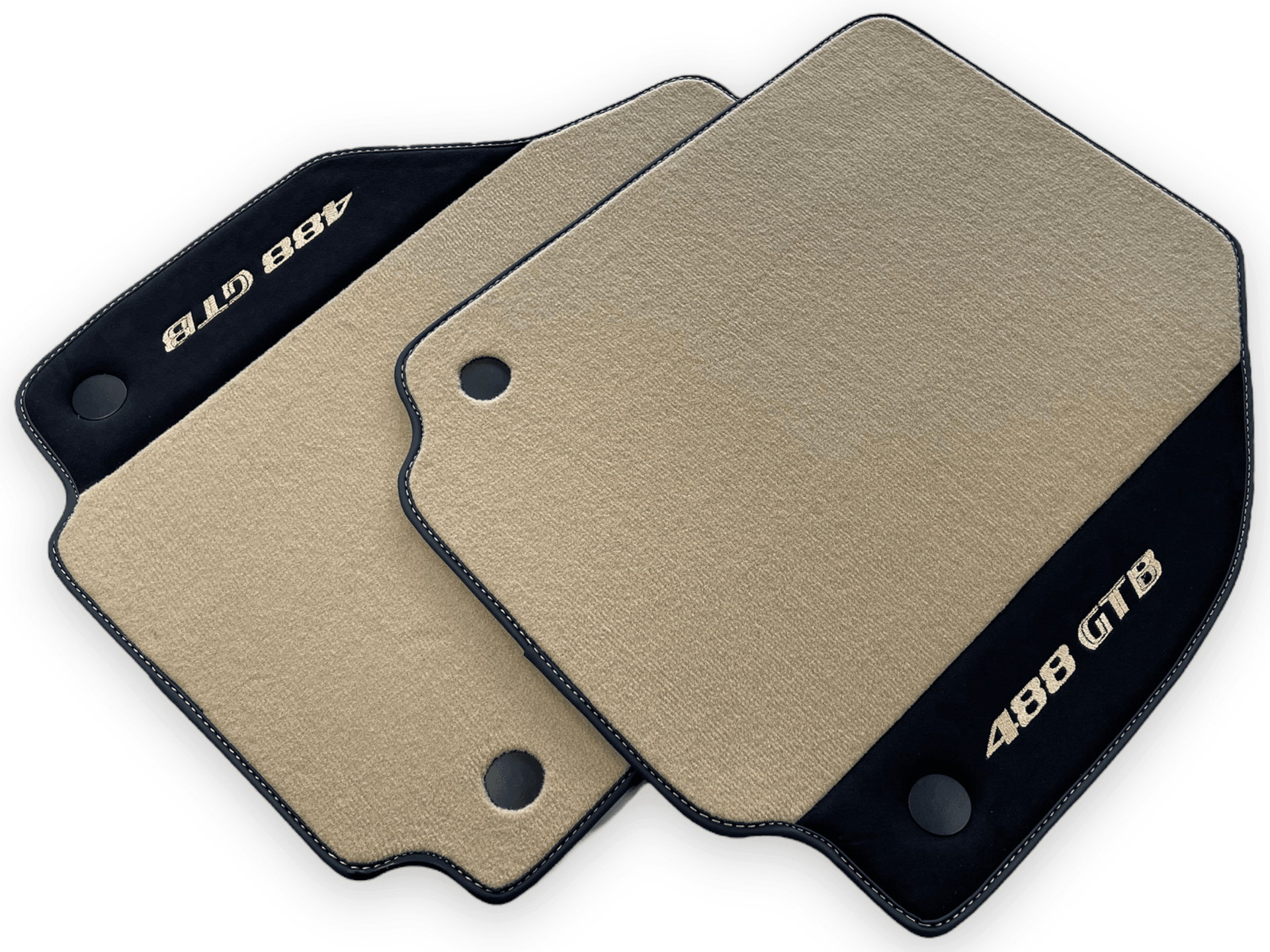 Beige Floor Mats For Ferrari 488 GTB 2016-2022 Carpets With Alcantara Leather - AutoWin