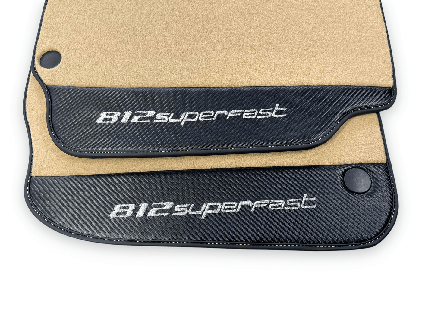 Beige Floor Mats For Ferrari 812 Superfast With Carbon Fiber Leather - AutoWin