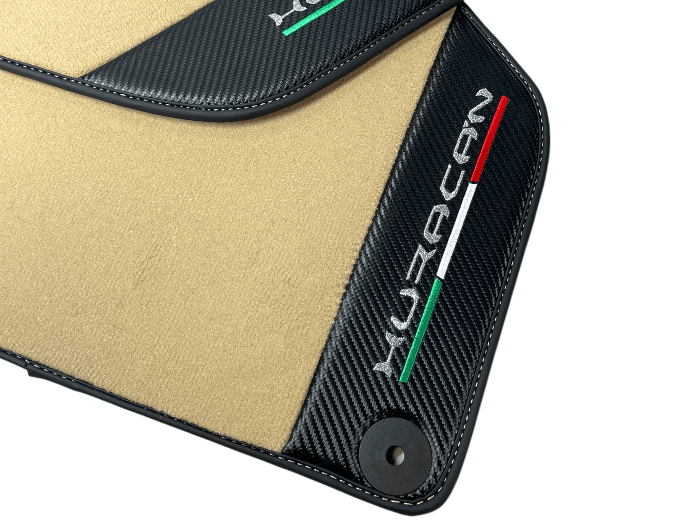 Beige Floor Mats for Lamborghini Huracan With Carbon Fiber Leather - AutoWin