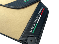 Beige Floor Mats for Lamborghini Huracan With Carbon Fiber Leather - AutoWin