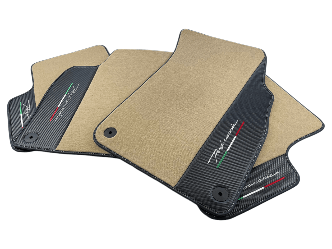 Beige Floor Mats For Lamborghini Urus Performante With Carbon Leather - AutoWin
