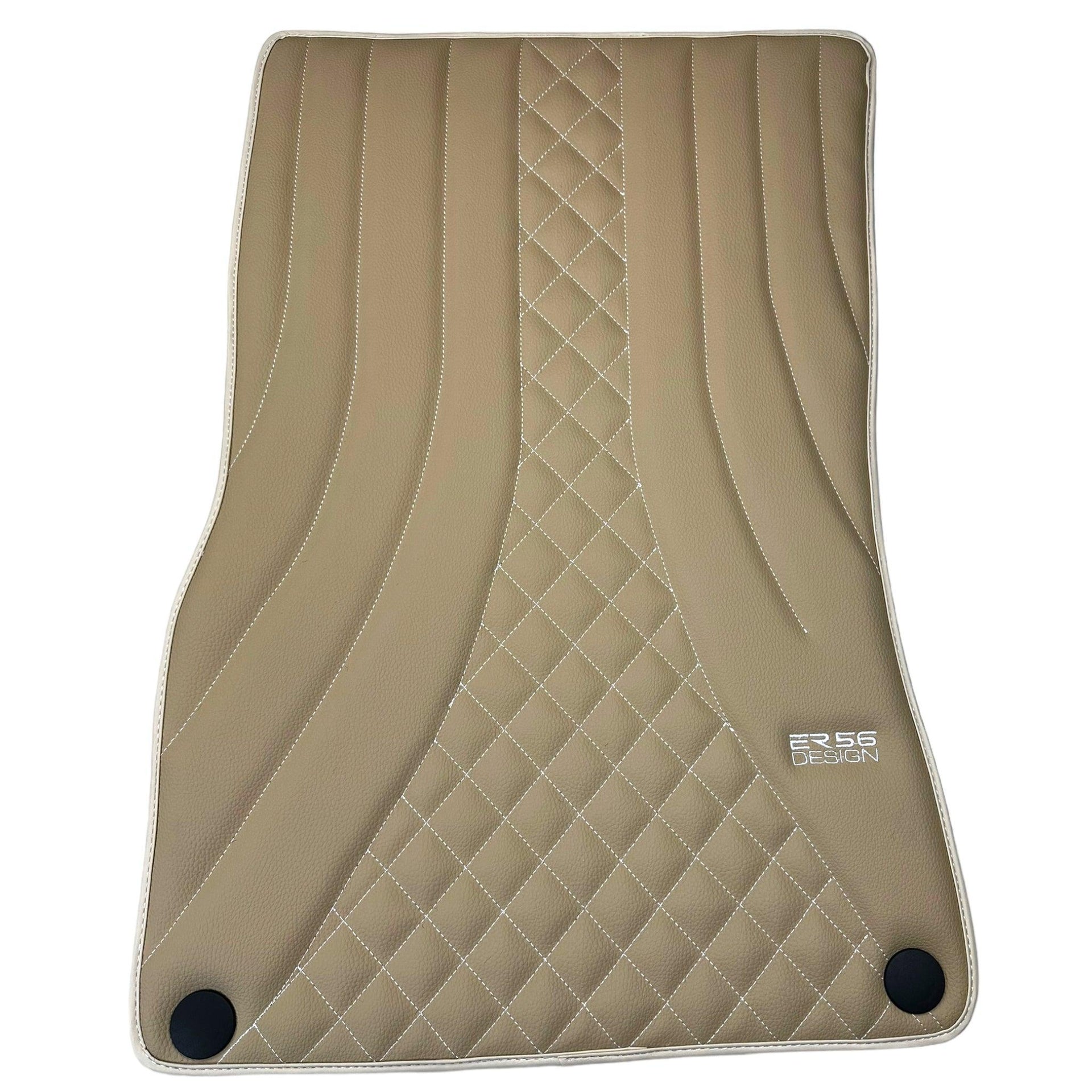 Beige Leather Floor Mats For Mercedes Benz S-Class V223 (2020-2023) Long Wheelbase | ER56 Design - AutoWin