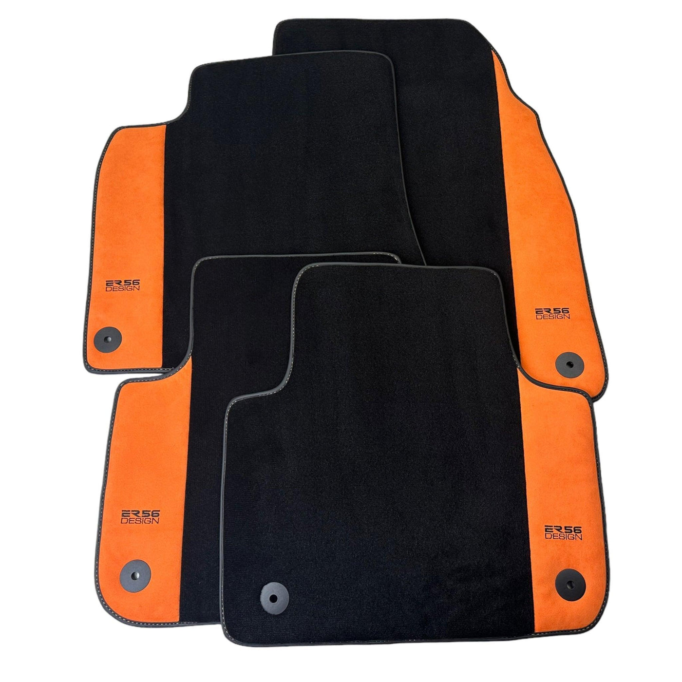 Black Floor Mats for Audi A3 - 3-door Hatchback (2000-2003) With Orange Alcantara | ER56 Design - AutoWin