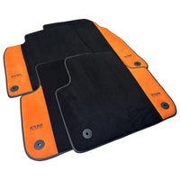Black Floor Mats for Audi A3 - 3-door Hatchback (2000-2003) With Orange Alcantara | ER56 Design - AutoWin