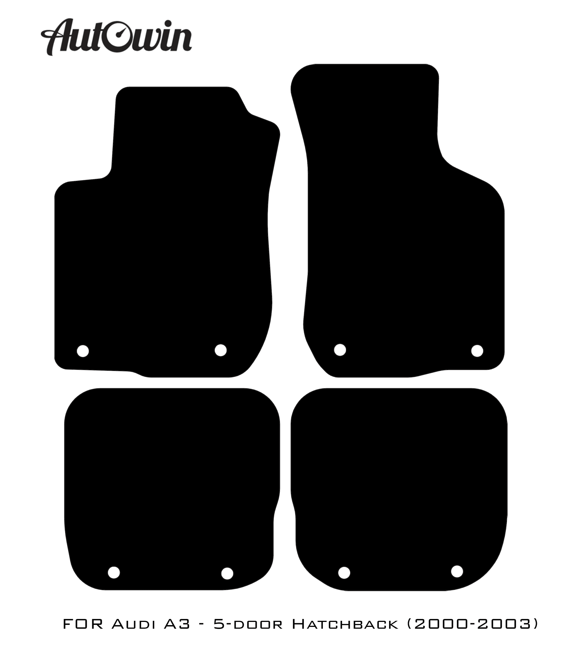 Black Floor Mats for Audi A3 - 5-door Hatchback (2000-2003) | Fighter Jet Edition - AutoWin