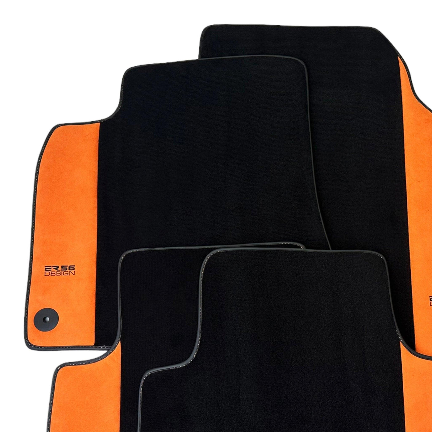 Black Floor Mats for Audi A6 - C7 Avant (2011-2018) With Orange Alcantara | ER56 Design - AutoWin
