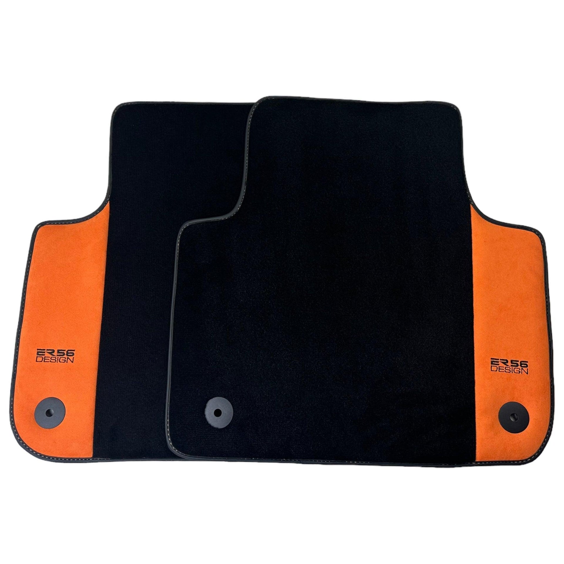 Black Floor Mats for Audi Q5 8R (2008-2017) With Orange Alcantara | ER56 Design - AutoWin