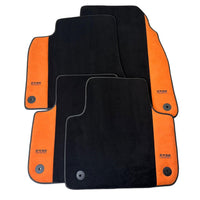 Black Floor Mats for Audi Q5 FY Hybrid (2017-2023) With Orange Alcantara | ER56 Design - AutoWin