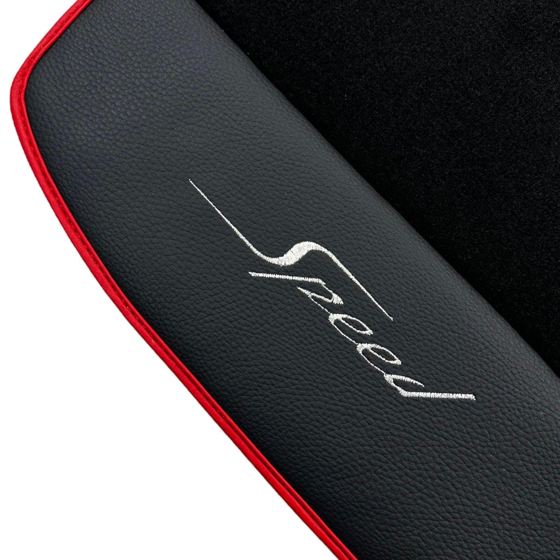 Black Floor Mats for Bentley Mulsanne (2010-2020) with Leather | Red Trim - AutoWin