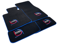 Black Floor Mats For BMW 7 Series E32 ER56 Design Limited Edition Blue Trim - AutoWin