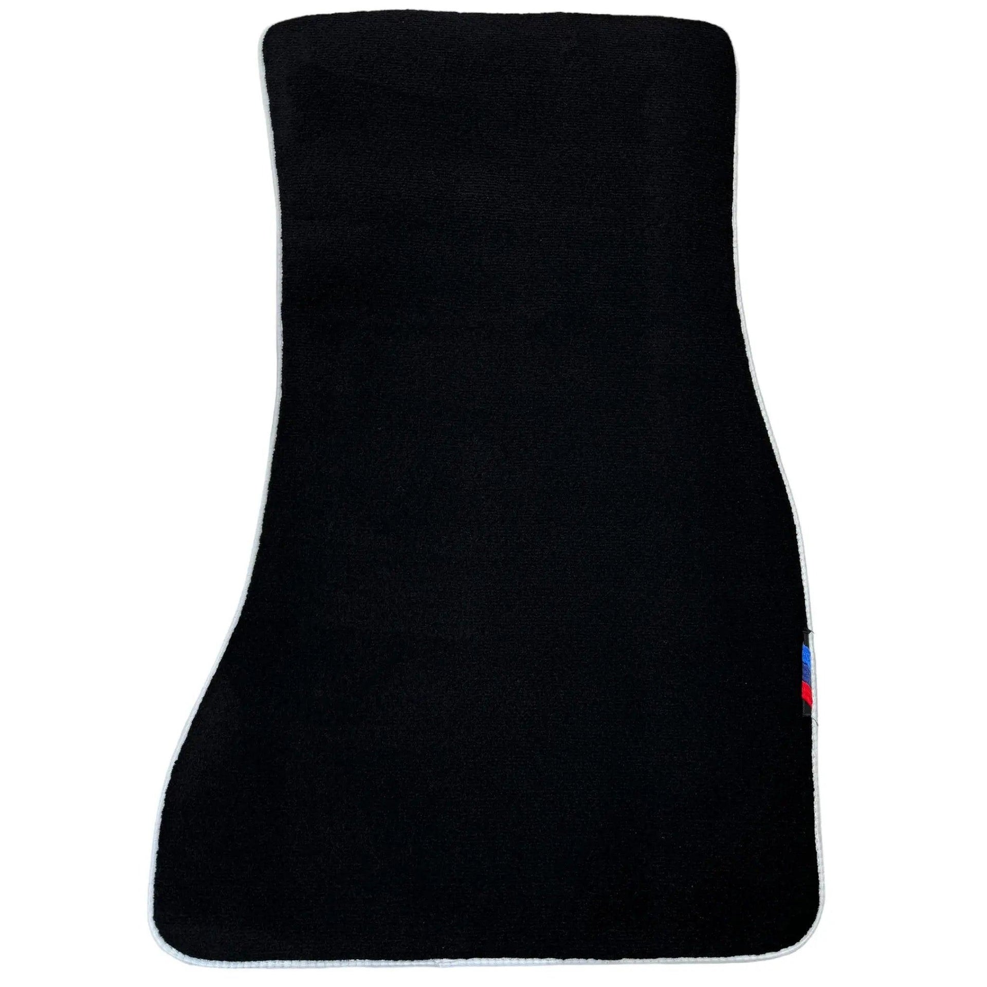 Black Floor Mats For BMW 7 Series F02 | White Trim AutoWin Brand - AutoWin