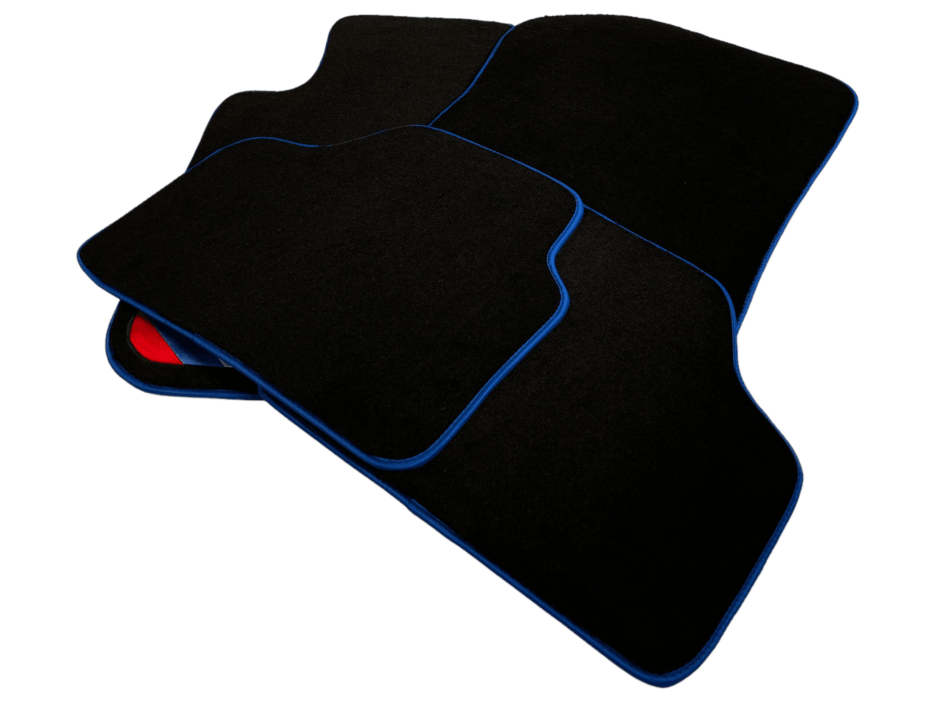 Black Floor Mats For BMW X1 Series E84 With Blue Trim - AutoWin