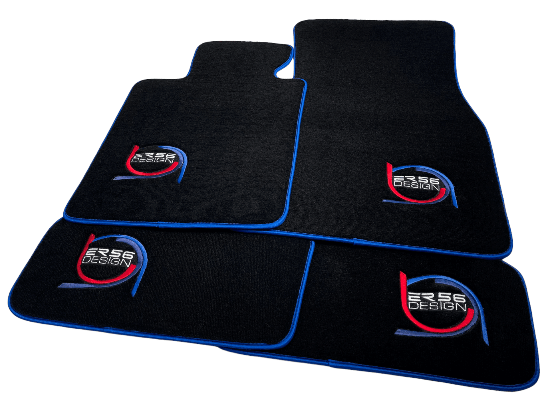 Black Floor Mats For BMW X3 - E83 SUV ER56 Design Limited Edition Blue Trim - AutoWin