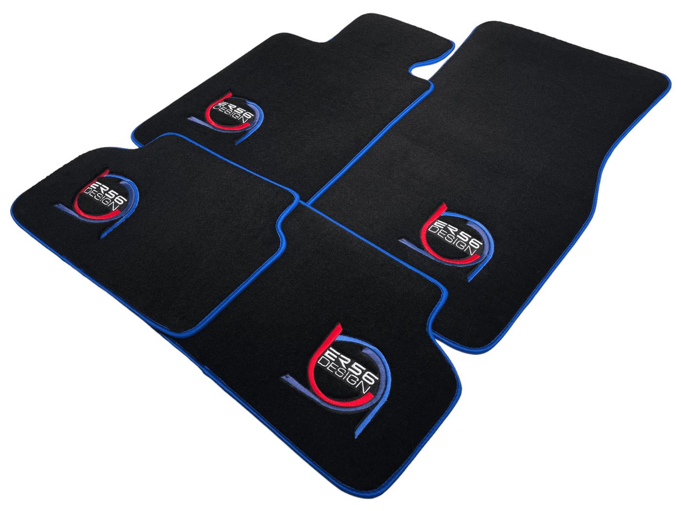 Black Floor Mats For BMW X6M E71 SUV ER56 Design Limited Edition Blue Trim - AutoWin