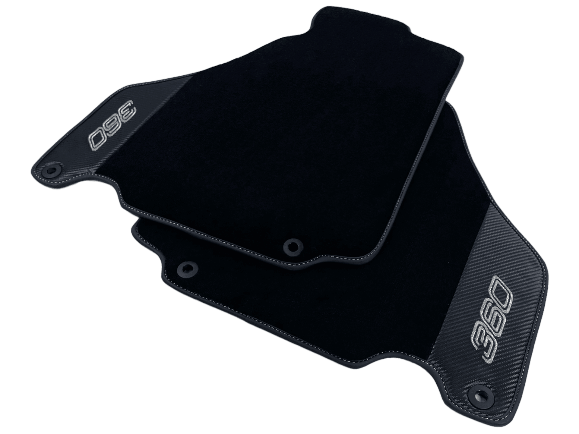 Black Floor Mats For Ferrari 360 Modena 1999-2005 With Carbon Fiber Leather - AutoWin