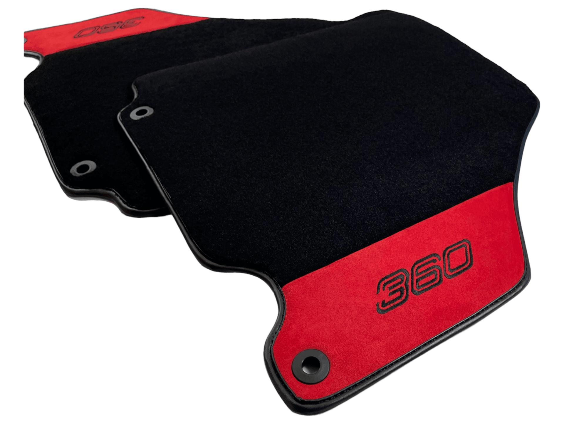 Black Floor Mats For Ferrari 360 Modena 1999-2005 With Red Alcantara Leather - AutoWin