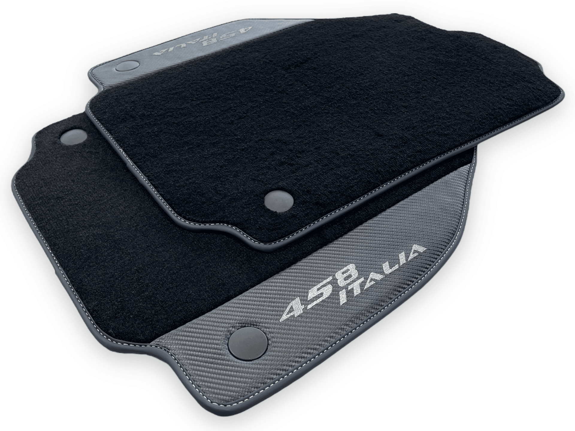 Black Floor Mats For Ferrari 458 Italia 2009-2015 With Carbon Fiber Leather - AutoWin