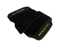 Black Floor Mats For Ferrari 812 Superfast With Alcantara Leather Yellow Edition - AutoWin