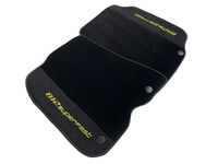 Black Floor Mats For Ferrari 812 Superfast With Alcantara Leather Yellow Edition - AutoWin