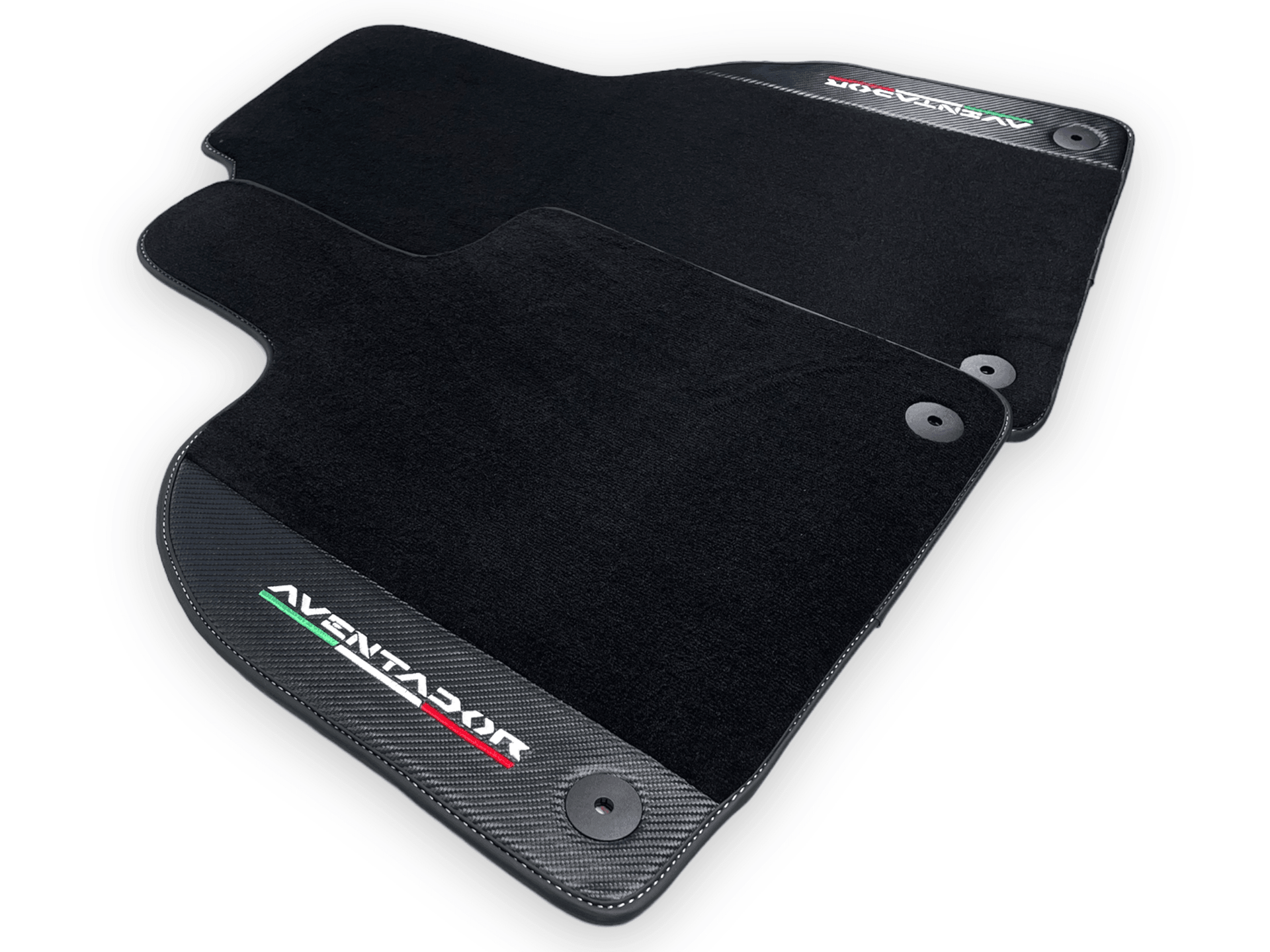 Black Floor Mats for Lamborghini Aventador With Carbon Fiber Leather - AutoWin