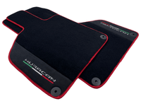 Black Floor Mats for Lamborghini Huracan with Alcantara Leather And Red Trim - AutoWin