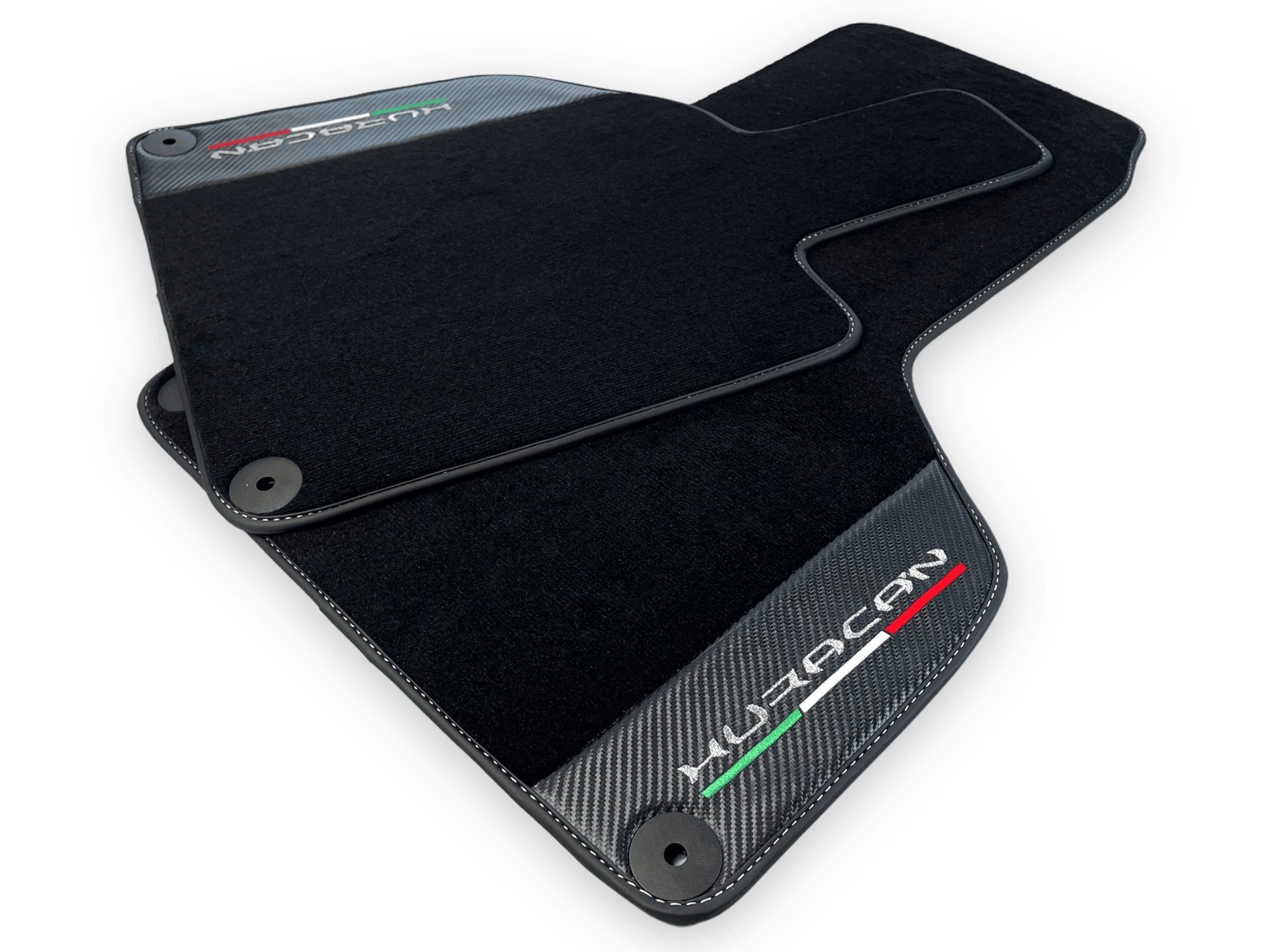 Black Floor Mats for Lamborghini Huracan With Carbon Fiber Leather - AutoWin