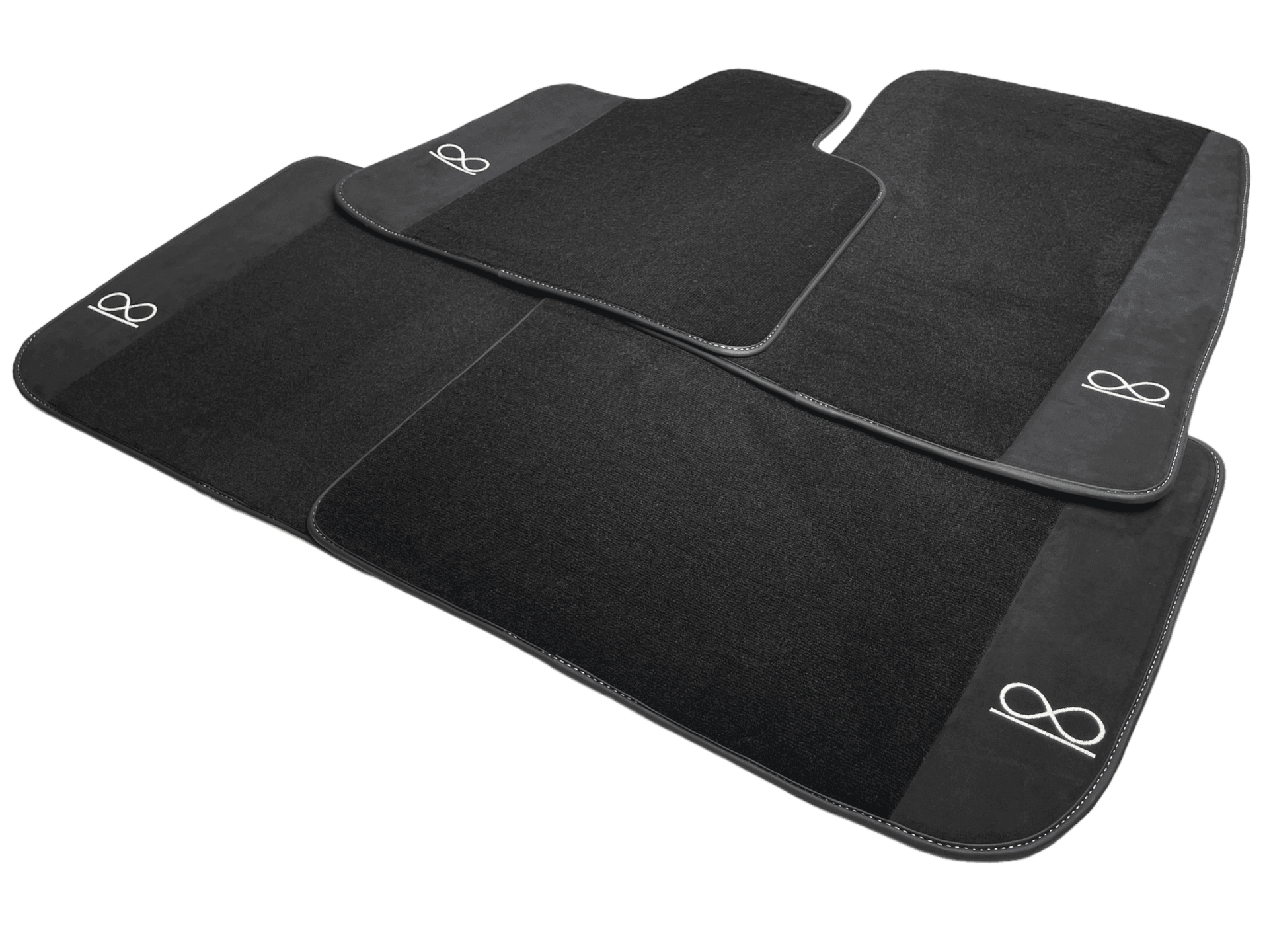 Black Floor Mats For Rolls Royce Black Badge Phantom Fluorescent Logo - AutoWin