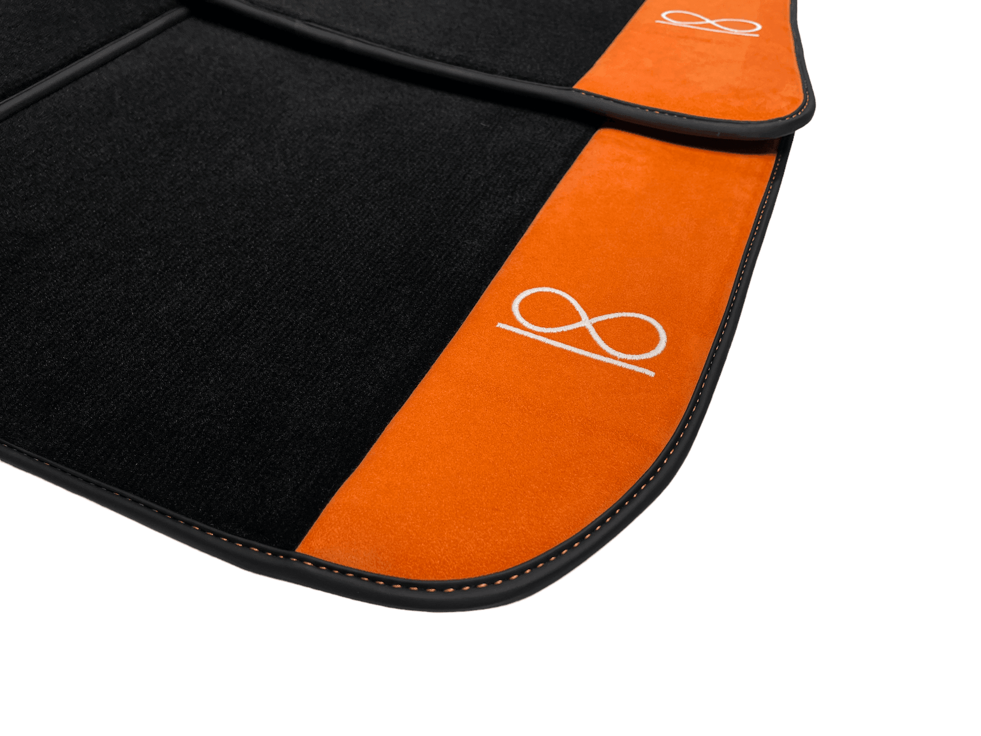 Black Floor Mats For Rolls Royce Black Badge Phantom Orange Alcantara - AutoWin