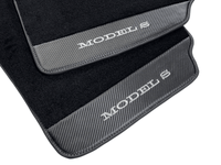 Black Floor Mats For Tesla Model S With Carbon Fiber Leather - AutoWin