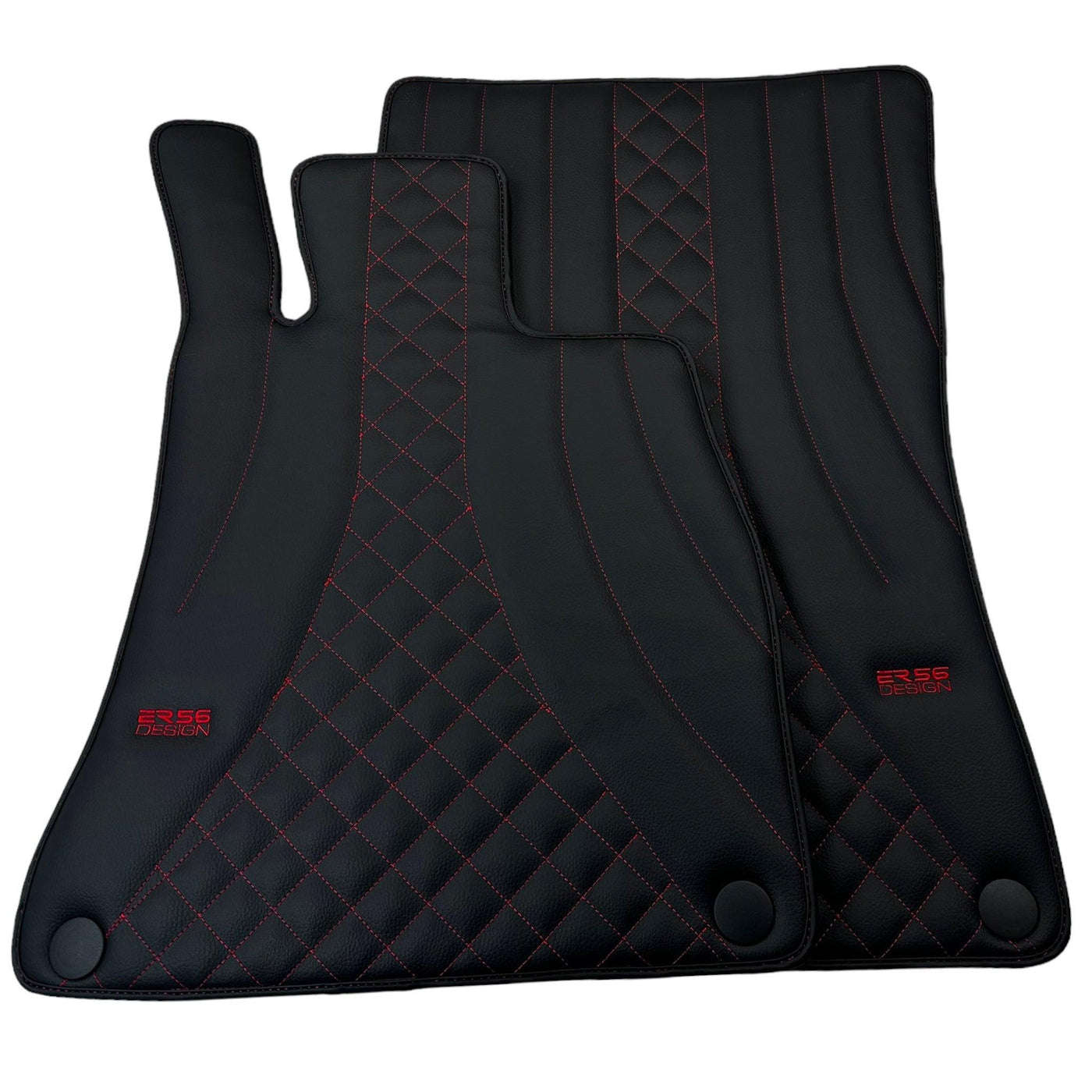 Black Leather Floor Mats For Mercedes Benz E-Class W210 Sedan (1995-2002) | ER56 Design - AutoWin