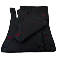 Black Leather Floor Mats For Mercedes Benz GL-Class X166 (2012-2015) | ER56 Design - AutoWin