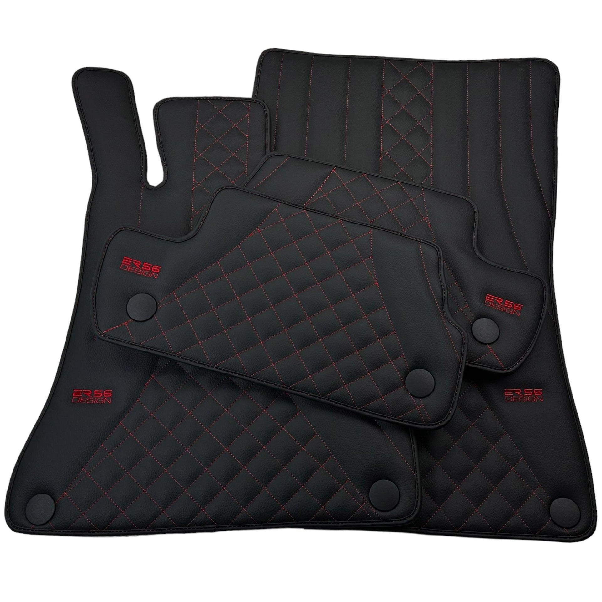 Black Leather Floor Mats For Mercedes Benz GLC-Class X254 SUV 300e 4Matic (2023-2024) | ER56 Design - AutoWin