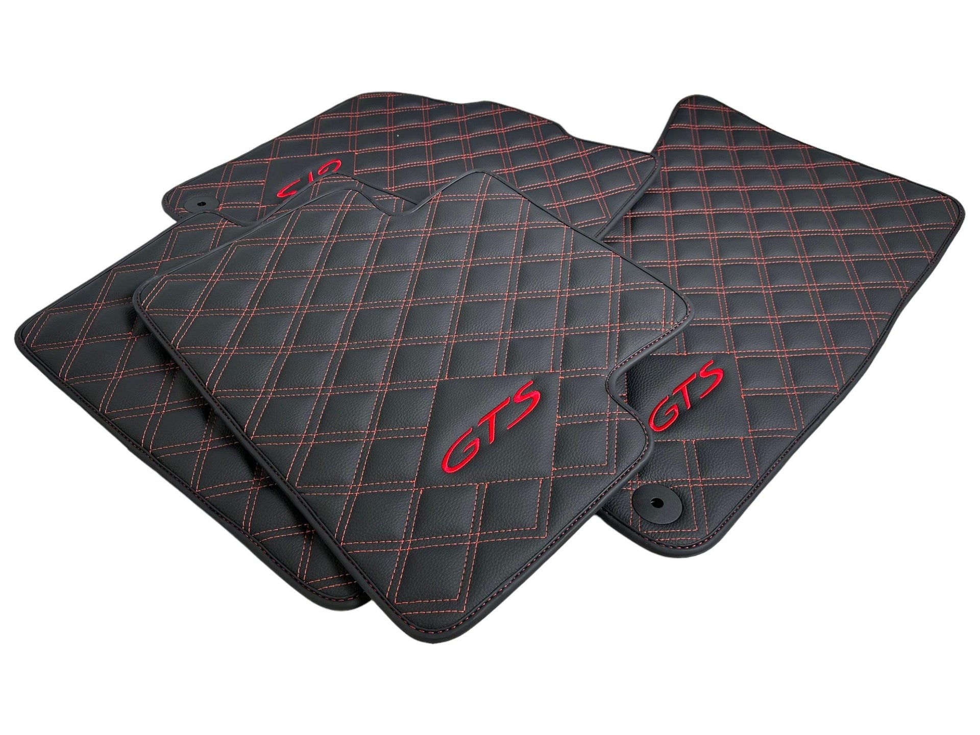 Black Leather Floor Mats for Porsche Macan GTS - AutoWin